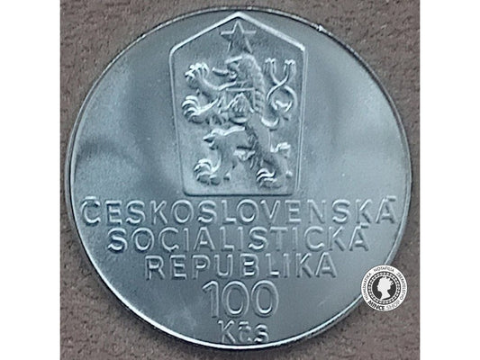 Strieborná minca 100kcs / 1990 - K.Čapek - kvalita BK 0/0