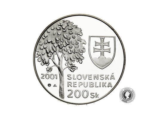 Strieborná minca proof 200 Sk/2001 - Alexander Dubček - 80. výročie narodenia