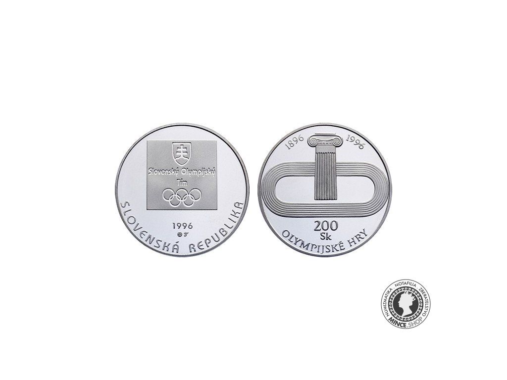 Strieborná minca 1996 Olympíjske hry 200 Sk proof