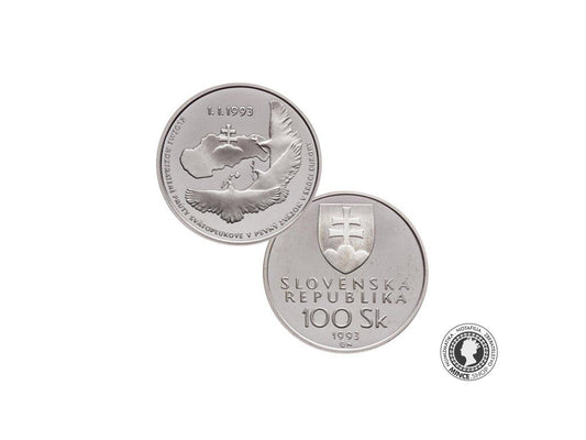 Strieborná minca Proof - SK 100 / 1993 - Vznik Slovenskej Republiky