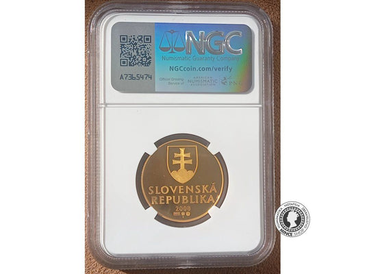 Zlatá minca 10 Korún Slovenských 2008 R kvalita PF 69