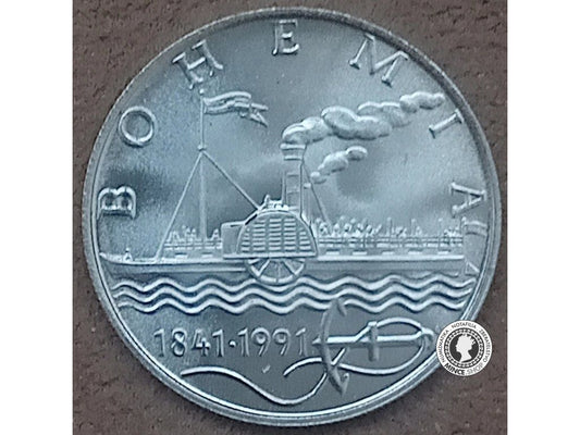 Strieborná minca 50kcs / 1991 - parník Bohemia - kvalita BK 0/0