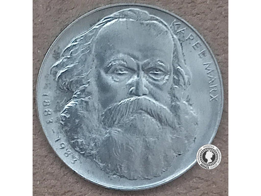 Strieborná minca 100kcs / 1983 - Karel Marx - kvalita BK 0/0