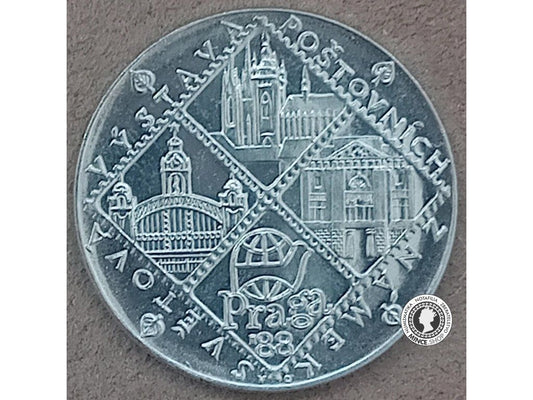 Strieborná minca 100kcs / 1988 - Svetová výstava poštových známok Praga 1988 - kvalita BK 0/0