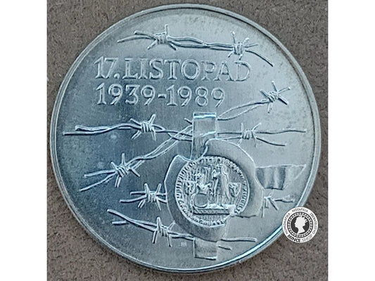 Strieborná minca 100kcs / 1989 - 17.listopad 1939 - kvalita BK 0/0