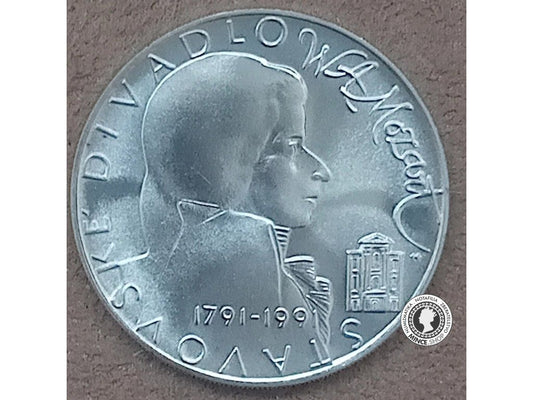Strieborná minca 100kcs / 1991 - W.A.Mozart - kvalita BK 0/0