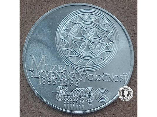 Strieborná minca 100kcs / 1993 - Slovenská muzealna spolocnost - kvalita BK 0/0