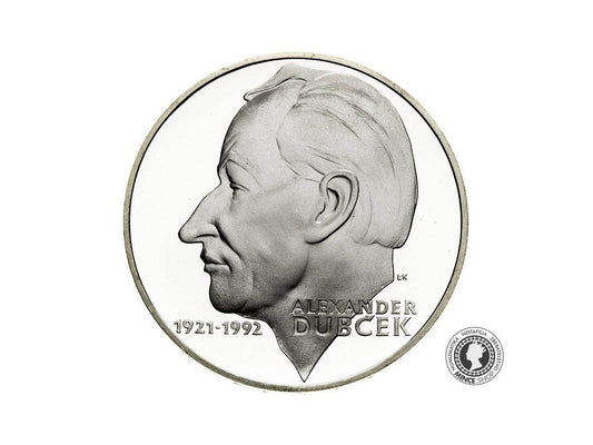Strieborná minca proof 200 Sk/2001 - Alexander Dubček - 80. výročie narodenia