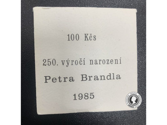 Strieborná pamätná minca 1985 Brandl 100 Kčs - BK - 0/0 v numizmatickej obálke