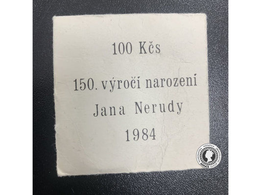 Strieborná minca 100kcs / 1984 - Jan Neruda - kvalita BK 0/0 v numizmatickej obalke