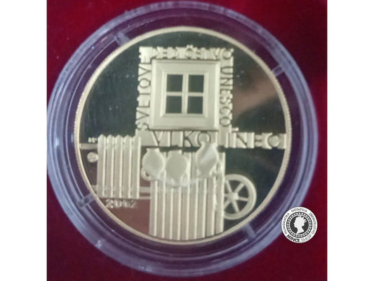 Zlatá minca Au Proof 5000 SK / 2002 - UNESCO Vlkolinec