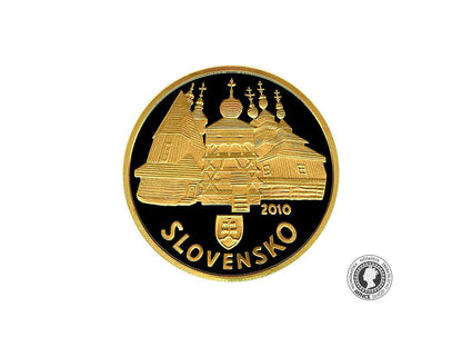 Zlatá minca Au Proof 100€ / 2010 - UNESCO Drevené chrámy
