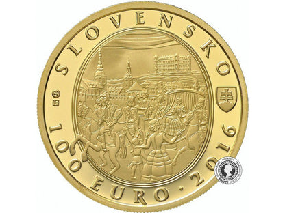 Zlatá minca Au Proof 100€ / 2016 -  275. výročie korunovácie Márie Terézie