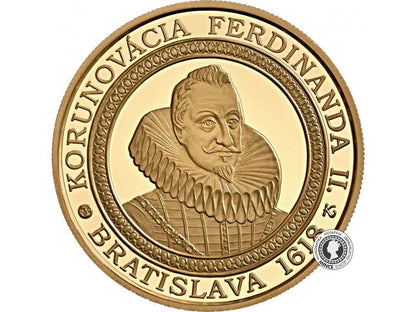 Zlatá minca Au Proof 100€ / 2018 - Ferdinand II. - 400. výročie korunovácie v Bratislave