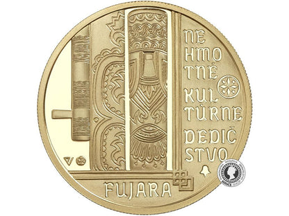 Zlatá minca Au Proof 100€ / 2021 - Fujara, hudobný nástroj a jeho hudba - Nehmotné kultúrne dedičstvo SR