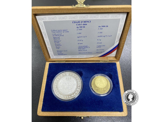 Zlatá a strieborná minca Proof 500 SK + 5000 SK / 1999 - 500.výročie razby prvých toliarových mincí