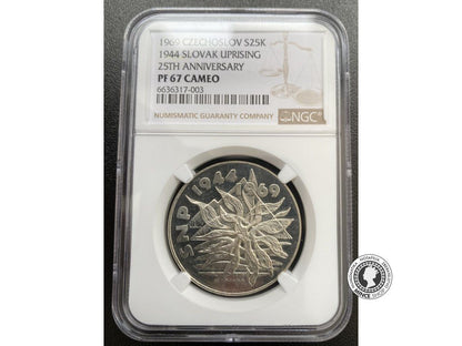 25 Kčs 1969 - MS 67 CAMEO - SNP - 25. výročie proof
