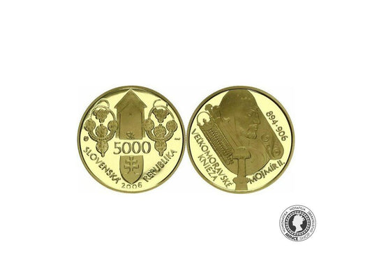 5 000 Sk - 2006 Veľkomoravské knieža Mojmír II., zlato, PROOF, Slovenská republika