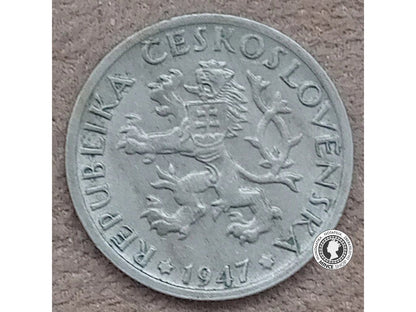 1 koruna - Česko-Slovensko - 1947