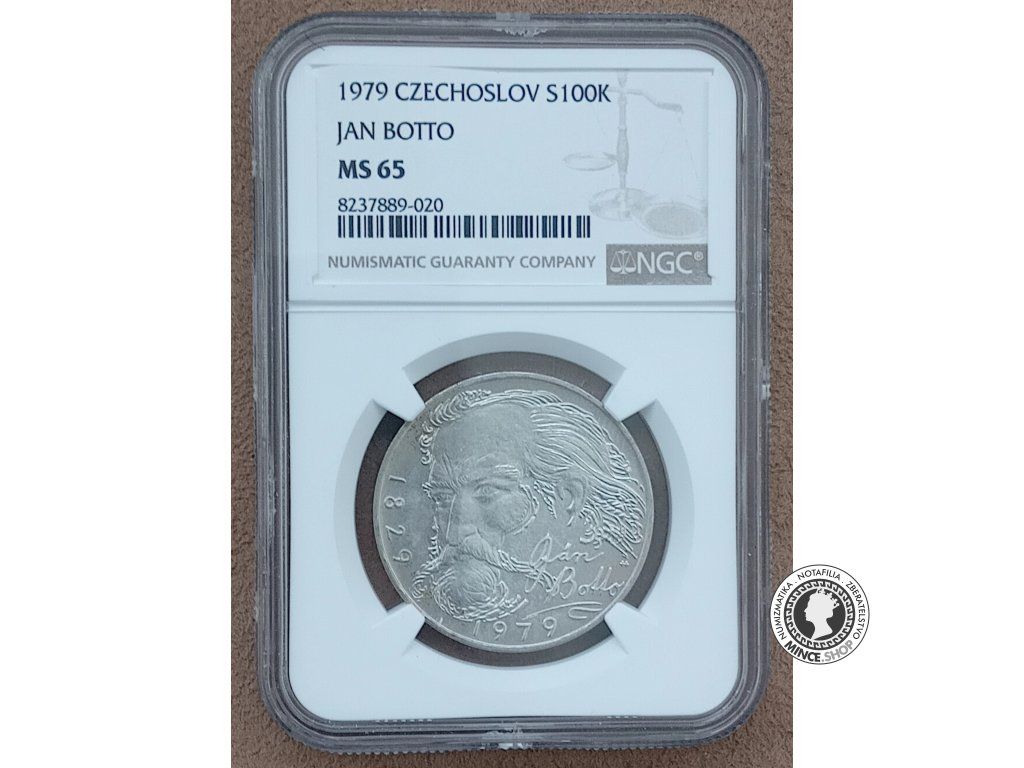 Strieborná minca 100kcs / 1979 - J.Botto - kvalita MS 65