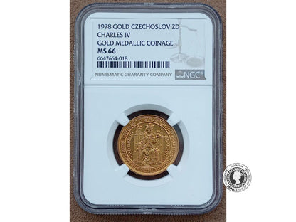 Zlatý 2 Dukát Karel IV. 1978 Česko-Slovensko MS 66