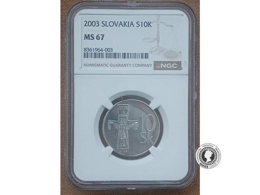 Strieborná minca 10 Korún Slovenských 2003 kvalita MS 67