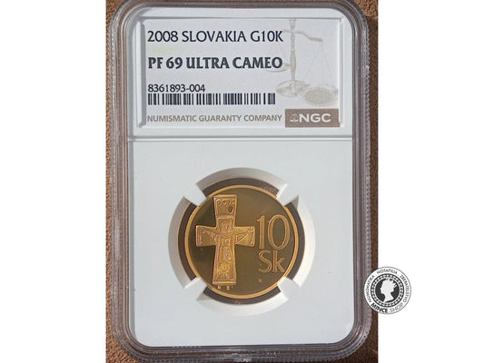 Zlatá minca 10 Korún Slovenských 2008 R kvalita PF 69