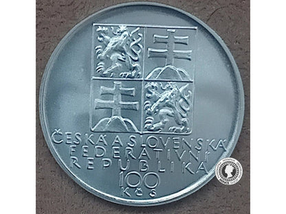 Strieborná pamätná minca 1991 Dvořák 100 Kčs - BK - 0/0