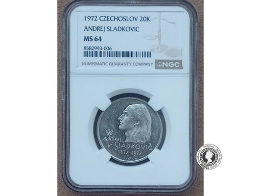 20 koruna 1972 - Andrej Sládkovič - MS 64