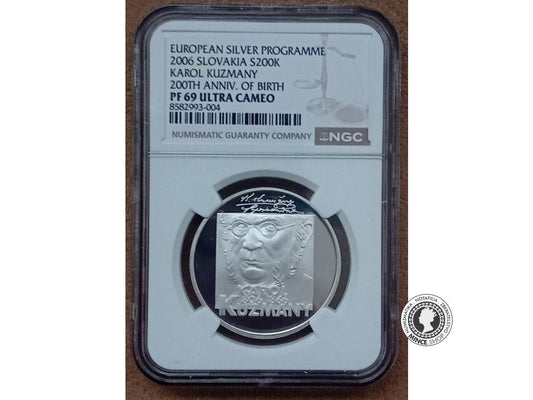 Strieborná minca - SK 200 / 2006 - Karol Kuzmany - 200. výročie narodenia - PF 69 ULTRA CAMEO