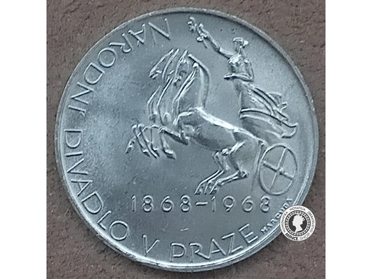 Strieborná minca 10kcs / 1968 - Národné divadlo - kvalita BK 0/0