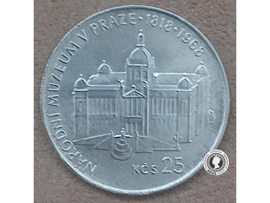 Strieborná minca 25kcs / 1968 - Národne muzeum v Praze - kvalita BK 0/0